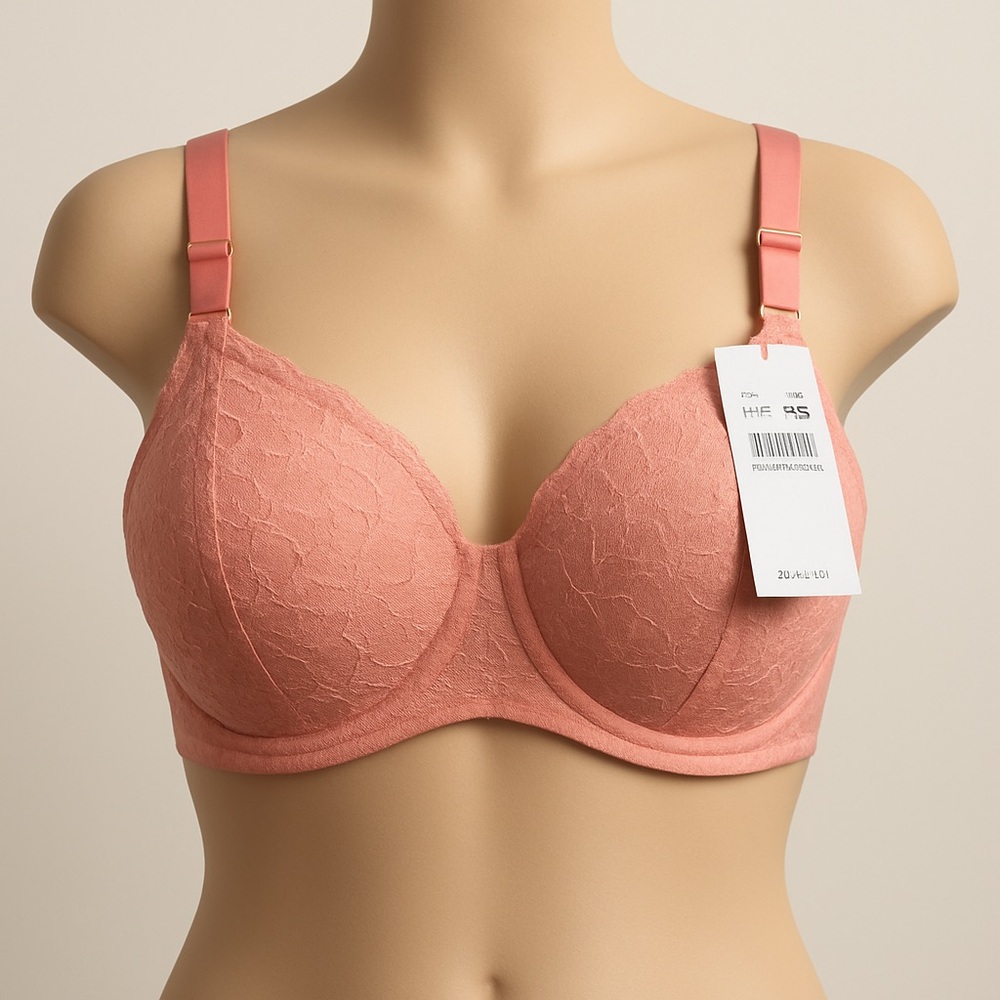 NWT Rose Pink Lace Full Coverage Underwire Bra – 38DDD